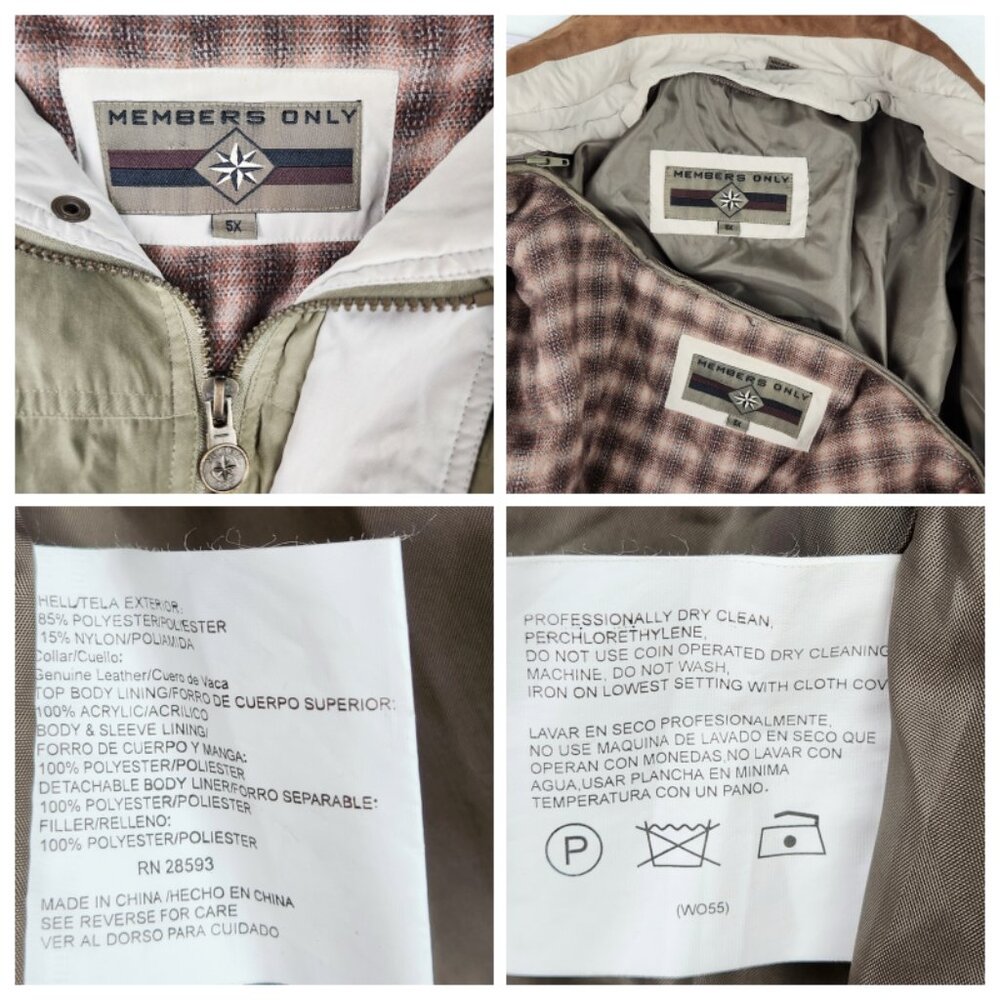 Members Only Mens 5X Green Field Coat Leather Collar Removable Quilted Liner - Picture 3 of 16